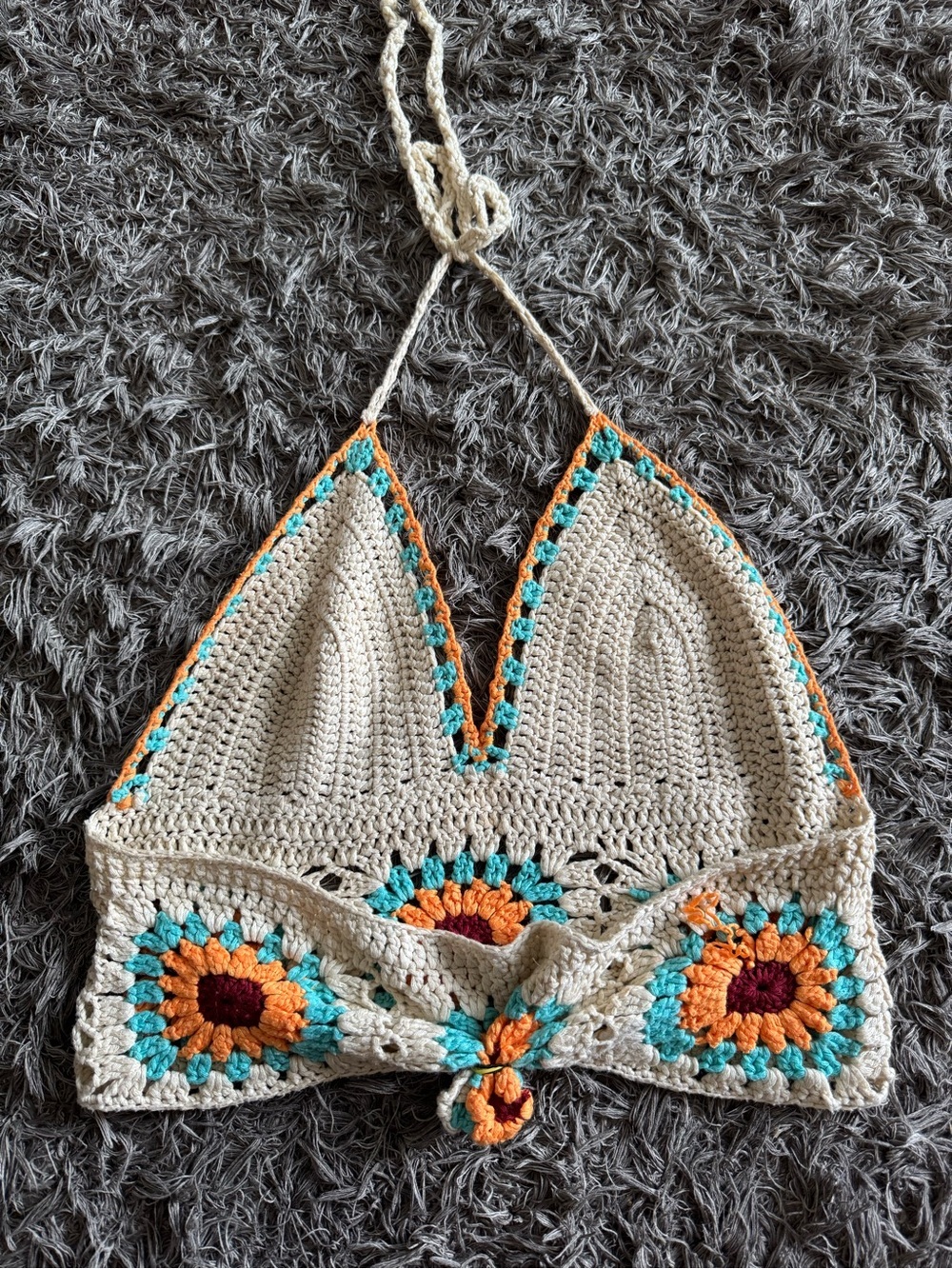 Altar'd State Cropped Crochet Halter Top Size S/M Festival Hippie Retro - Picture 2 of 2
